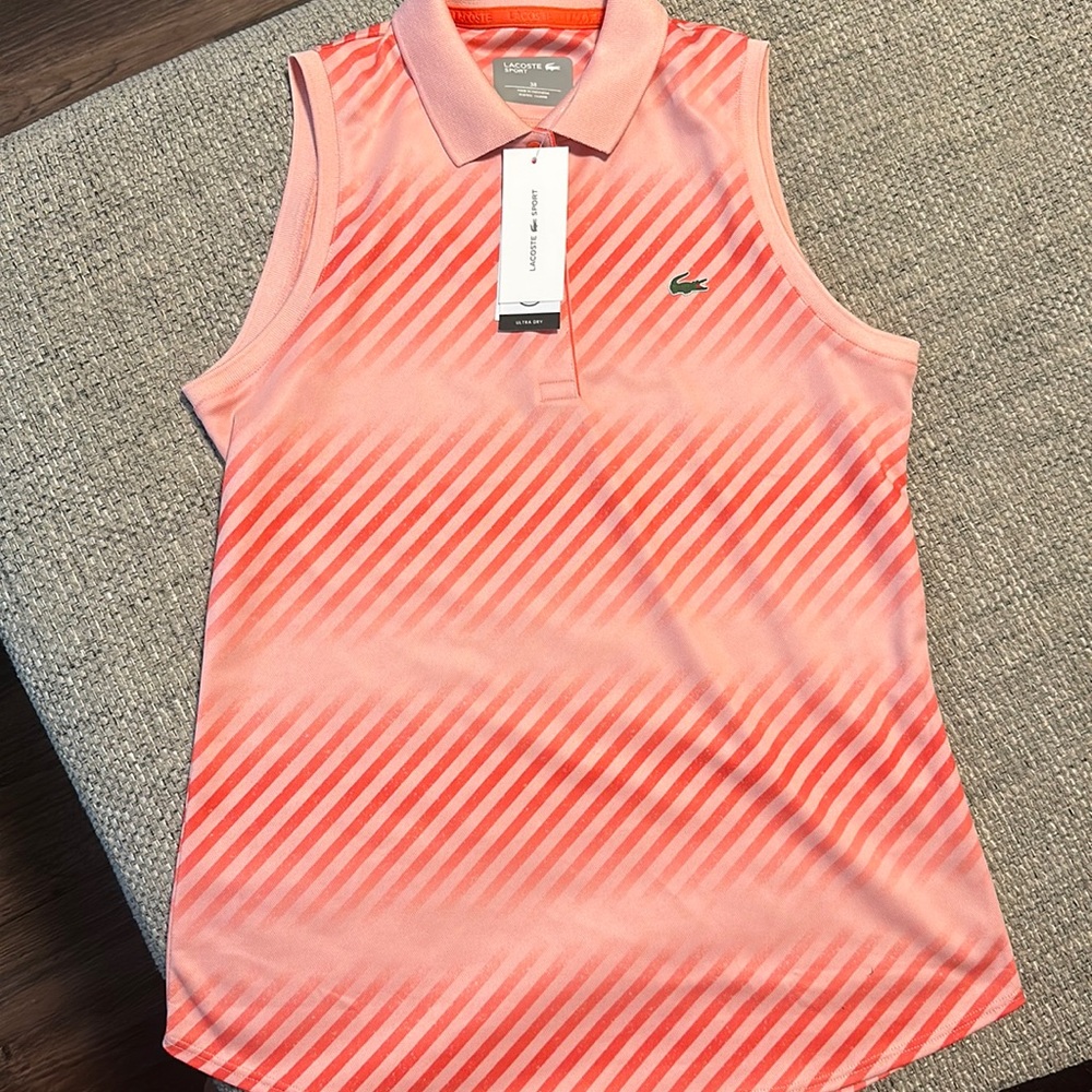🎾 Elevate Your Activewear with Lacoste Sport Sleeveless Top in Orange 🎾 sz 38